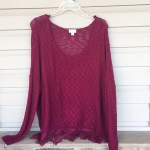 Decree Raspberry Oversize Sweater with Lace Detail